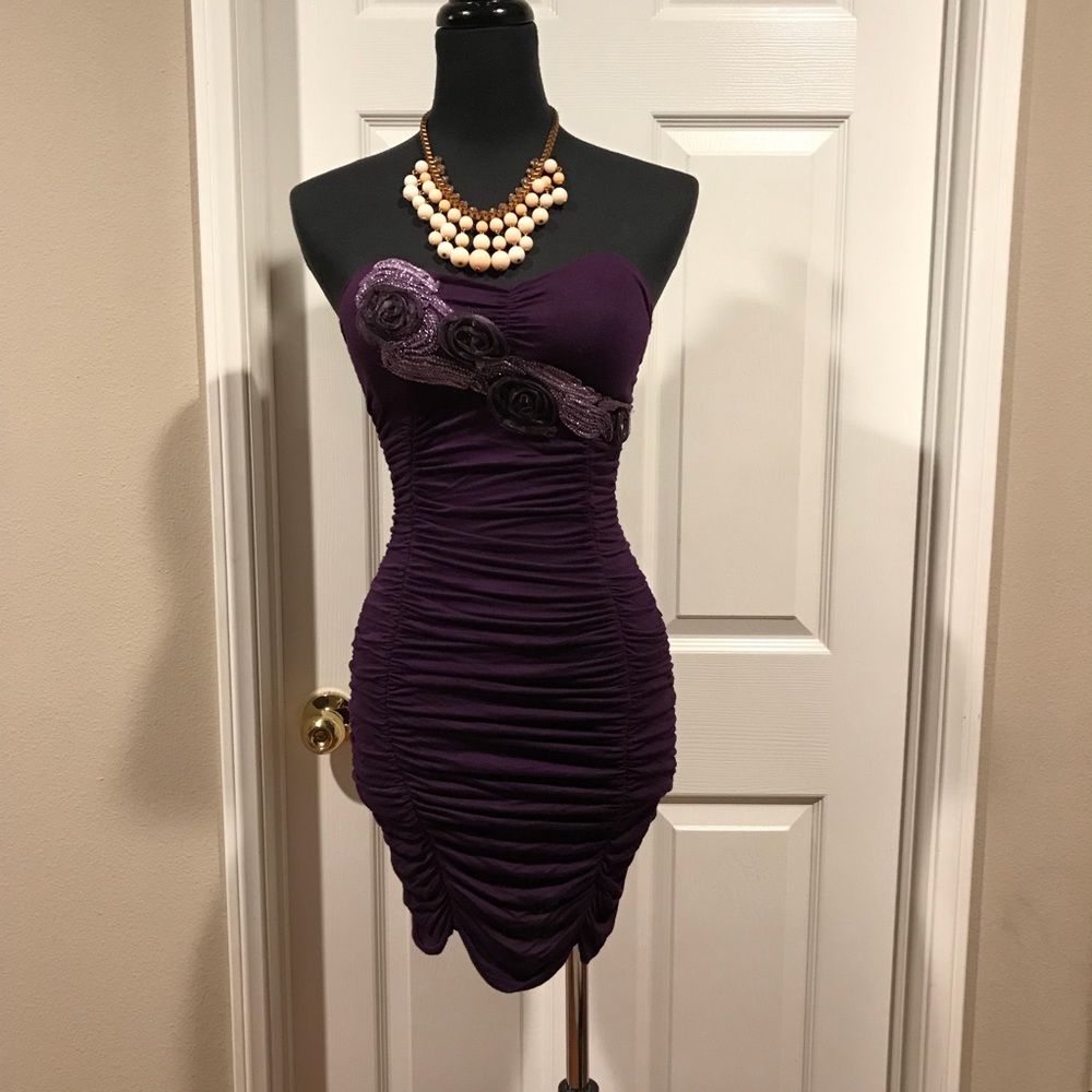 Strapless purple dress